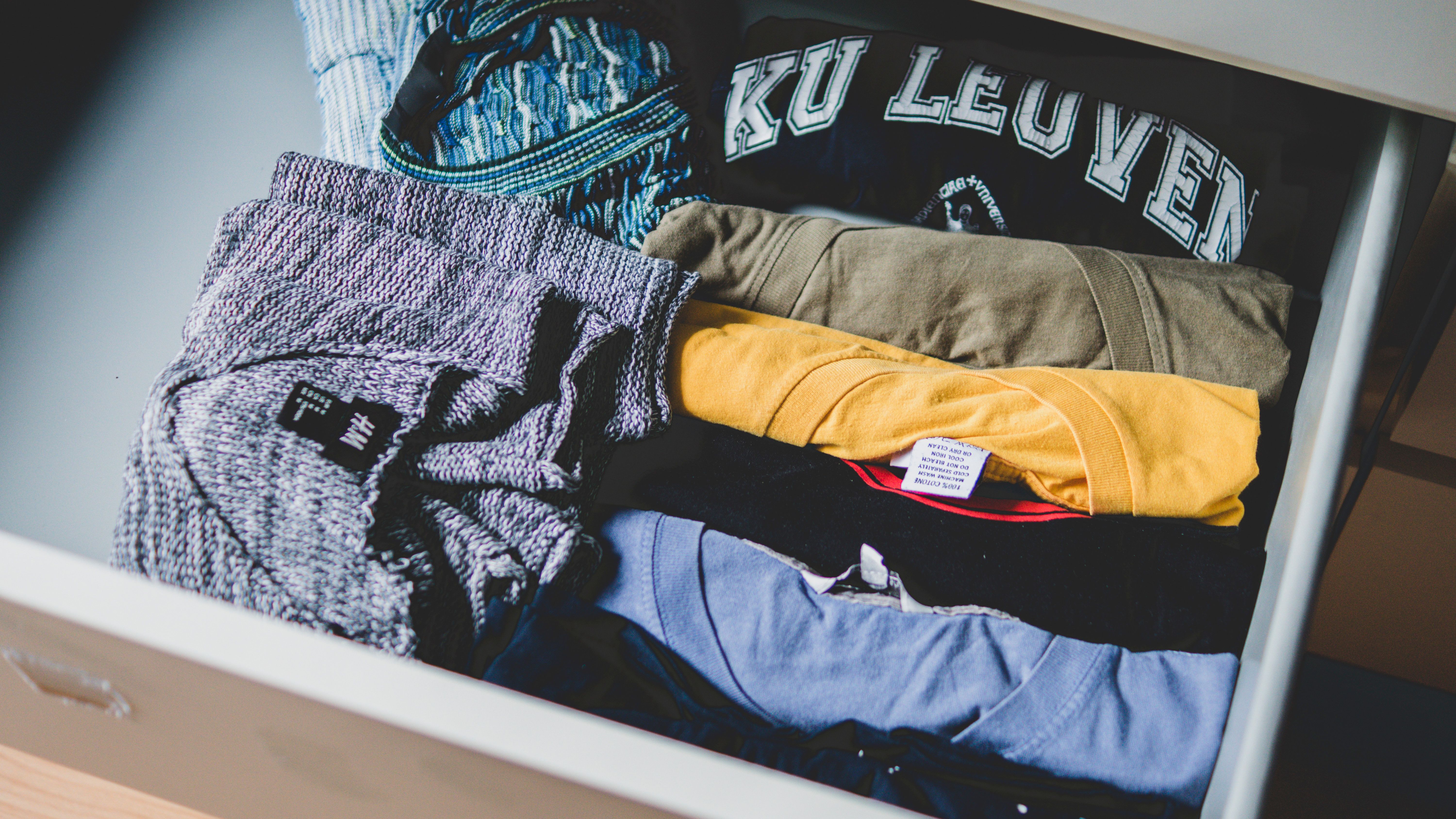 Neatly folded cotton T-shirts prepared for garment sourcing